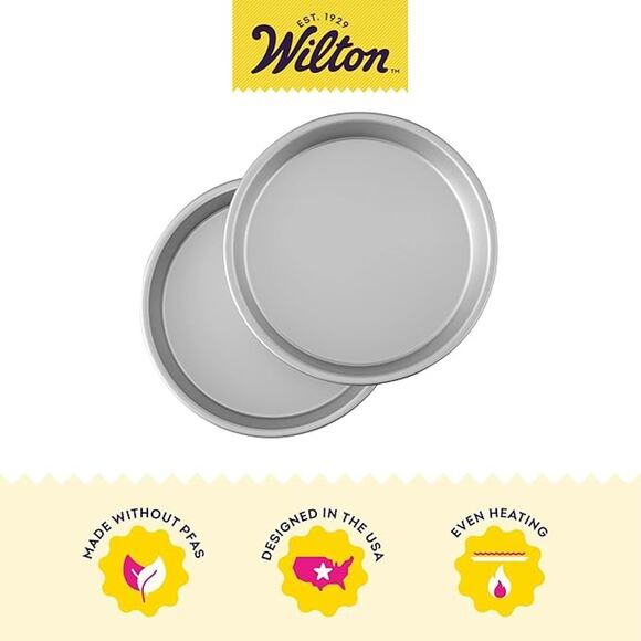 Wilton Aluminum 9 Inch Round Cake Pan Set Of 2 Round Pans - Picture 1 of 3